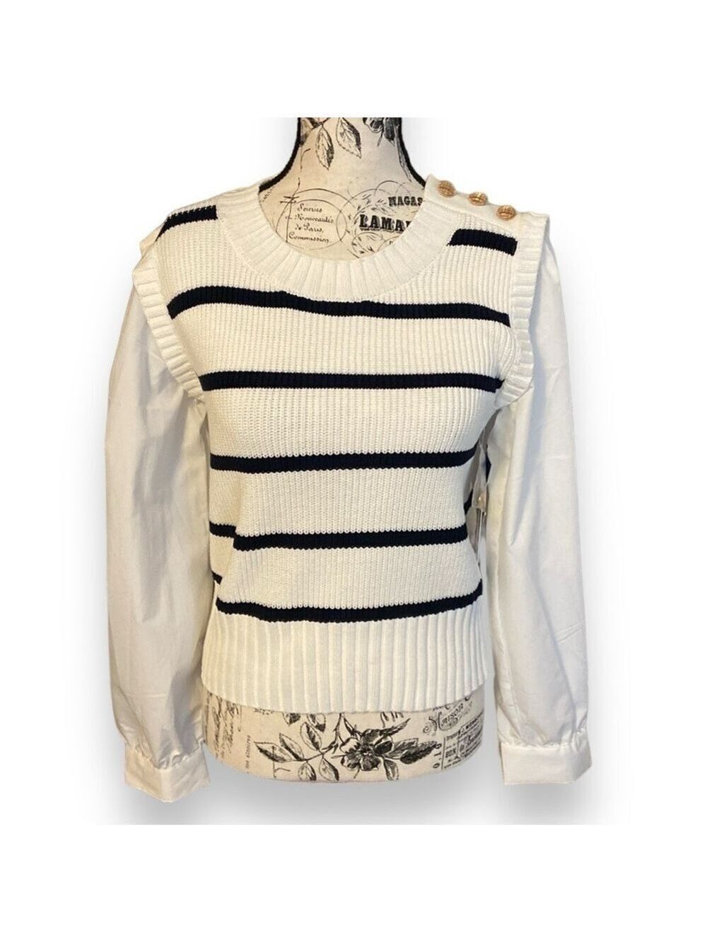 Nanette Lepore Sweater Vest Top Multi Medium Striped Size M New